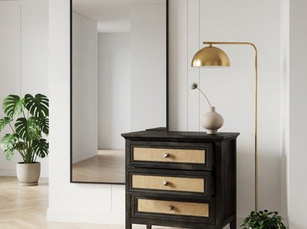 Nightstand With 3 Drawers, Tall End Table - Brown