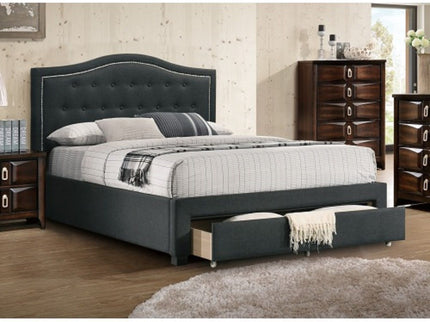 Modern Button Tufted Arch Headboard Bed With Storage Footboard