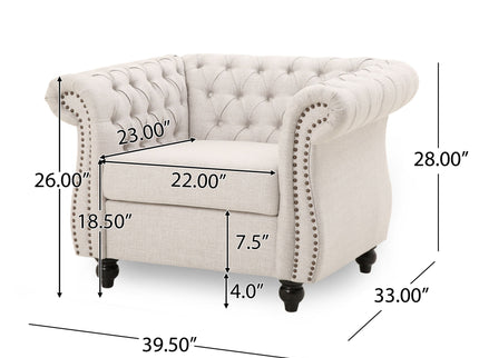 Nexuson - Upholstered Chesterfield Chair With Deep Tufted And Nailhead Trim