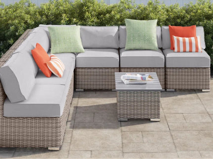 Wicker Sectional Sofa With Cushions And Table