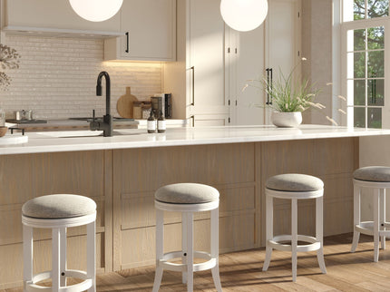 Backless Swivel Stool With Upholstered Seat