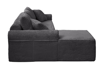Modular Sectional With Arched Armrests, Includes 3 Back Cushions & 2 Throw Pillows