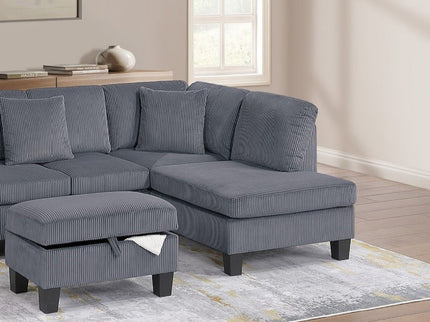 Sectional Sofa With Storage Ottoman And Pillows