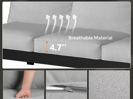3 Seat All-Weather Patio Sofa With Cushions