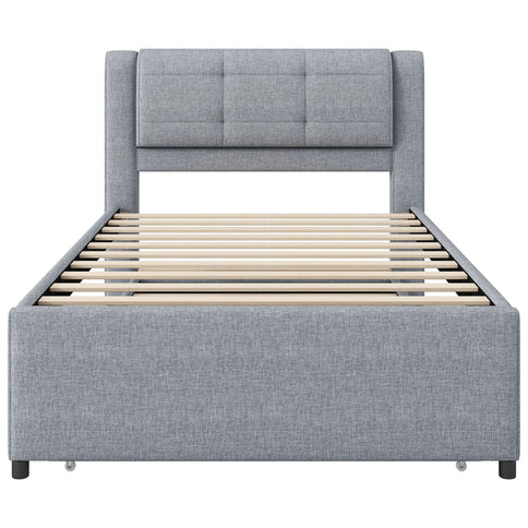 Upholstered Platform Bed With Multifunctional Trundle