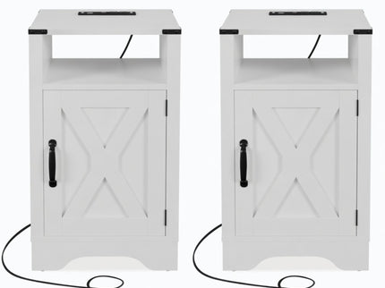 Farmhouse Nightstand, Charging Station & Storage