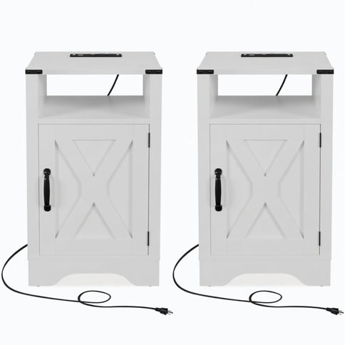 Farmhouse Nightstand, Charging Station & Storage