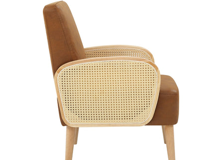 Upholstered Armchair With Tall Legs - Brown