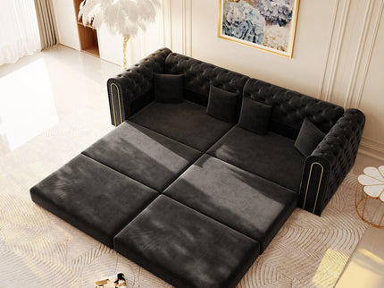 3-In-1 Convertible Sleeper Sofa With Movable Ottoman For Living Room