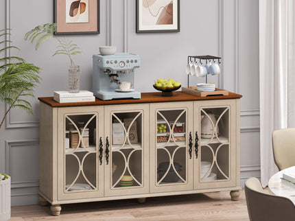 Elegant 4 Door Cabinet With Tempered Glass Doors