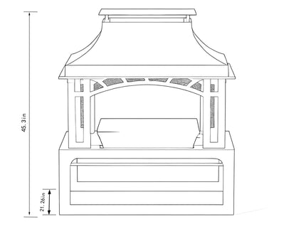 Fireplace, 50000 Btu Fire Pit, Wood Burning Chimney For Outside - Black