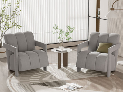 Modern Minimalist Leisure Armchair With L Shaped Armrests