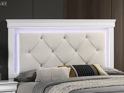 Tufted Headboard Bed With LED Lighting