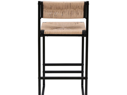 Bar Stools Paper Rope Weave Dining Chairs With Back Hand Weave Stools For Kichen Island, Bar & Counter (Set of 2)