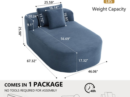 Oversized Chaise Lounge Sofa Bed With Deep Seat And Soft Pillows
