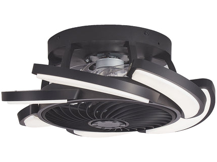 Bladeless Ceiling Fan With Remote Control, 6 Speeds Dimmable Light, Enclosed Low Profile For Living Room - Black