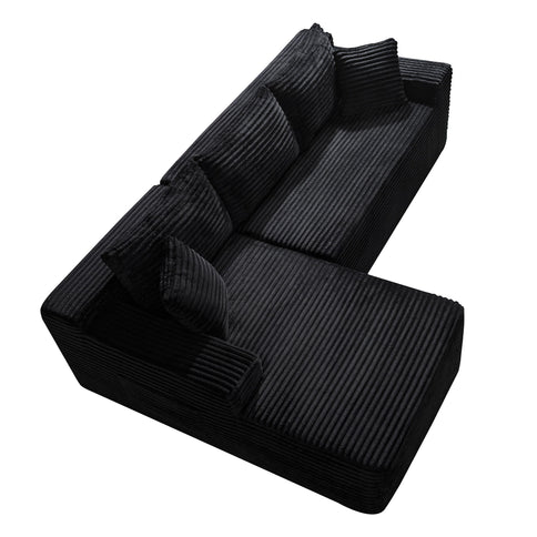 Cloud Modular Sectional Sofa Couch With L-Shape Chaise, Upholstered Couches For Living Room - Black