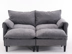 Gray / 2 Seater Sectional Sofa, 2 Ottomans