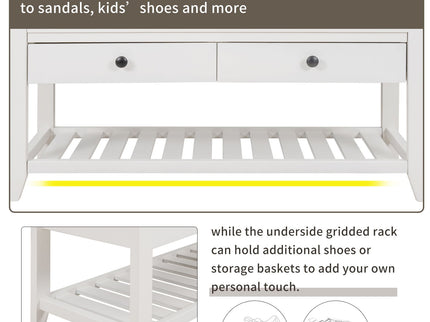 Multipurpose Entryway Shoe Rack With Cushioned Seat And Drawers