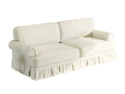 Luxuriously Comfortable Cloud Couch Sofa With Elegant Rolled Arms & Pleated Skirt Design