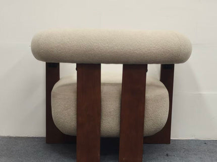 C - Shaped Chunky Arm Accent Chair - Beige / Brown