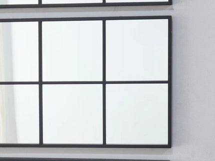 Large Arched Wall Mirror With 3 Separate Sections - Black