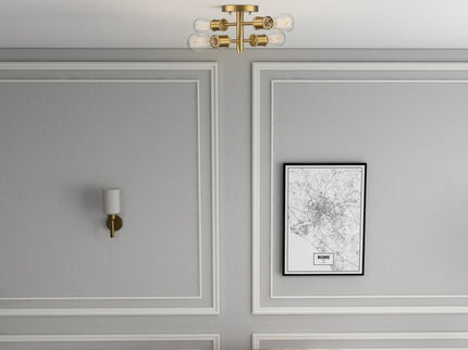 Ephemeral - 4 Lights Semi Flush Mount Ceiling Pendant - Antique Brass / Clear / Gold