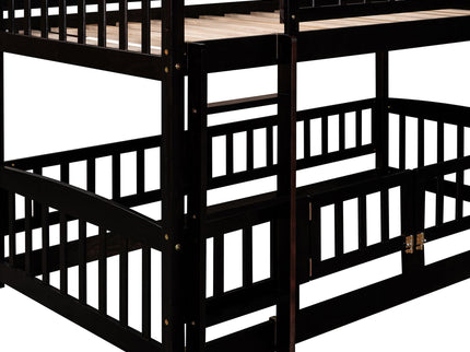 Low Bunk Bed With Slide, Fence And Ladder