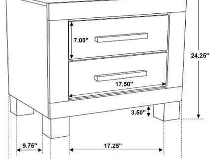 2 Drawer Nightstand - Brown Wood