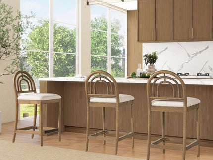 Leon - Arched Back & Upholstered Counter Stool (Set of 2) - Ivory White