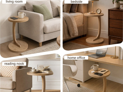 C - Shaped End Table With Sturdy Base