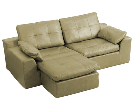 L - Shaped Modular 2 Seater Sofa With Movable Ottoman And High Density Sponge Cushions For Living Room