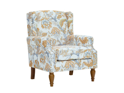 Accent Chair With Floral Upholstery And Nailhead Trim