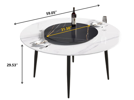 Modern Artificial Stone Round Dining Table, Can Accommodate 6 People Artificial Stone Turntable
