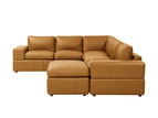 Light Brown / 2 Pc. 5 Seater Sectional Sofa, Ottoman