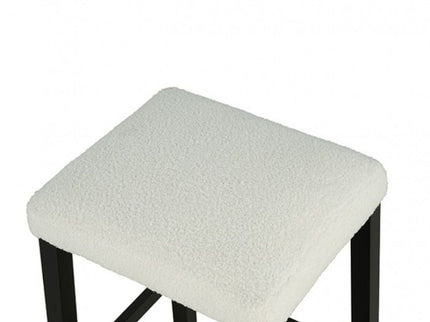 Dining Table Set With Storage Shelves, 3 Piece With 2 Stools - Black / Ivory / White