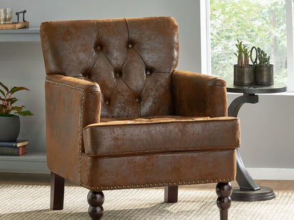Vitality - Club Chair With Button Tufted Diamond Stitching And Turned Legs