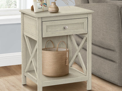 Accent End Table, 2 Tier, Storage Drawer, Transitional Style