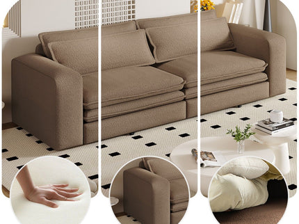 King Size Sleeper Pull Out Sofa Bed, 3 In 1 Convertible Chaise Lounge With 2 Pillows For Living Room - Camel