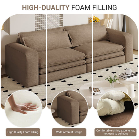 King Size Sleeper Pull Out Sofa Bed, 3 In 1 Convertible Chaise Lounge With 2 Pillows For Living Room - Camel