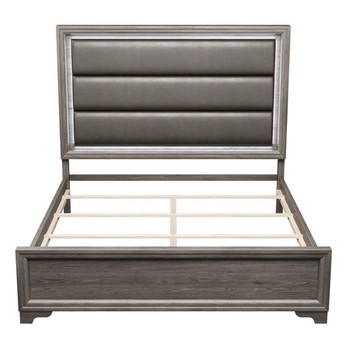 Bed With Horizontal Tufting Headboard