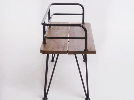 Outdoor Bench With Powder Coated Iron Frame - Teak