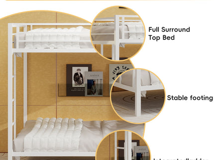 Bunk Bed For Kids, Convertible Frame With Ladders & Guardrail