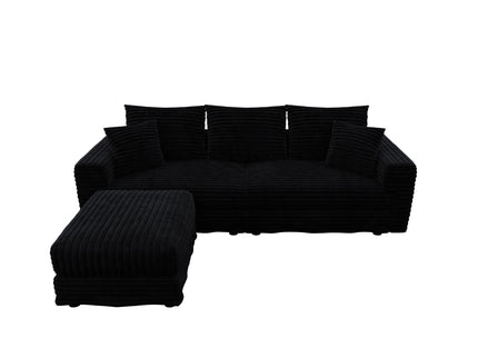 Convertible Deep Seat Sofa With Soft Pillows And Ottomans