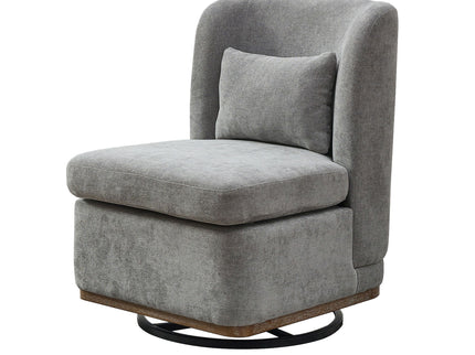 Wide Modern Cushioned Armless Metal Base 360° Swivel Chair With Pillow