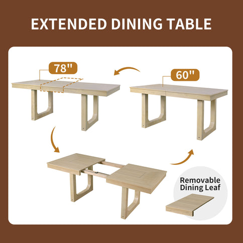 Extendable Dining Set, Farmhouse Extendable Table With Upholstered Chairs