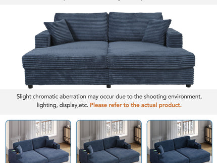 Oversized Loveseat Chaise With 2 USB Ports, 2 Cup Holders And 2 Throw Pillows