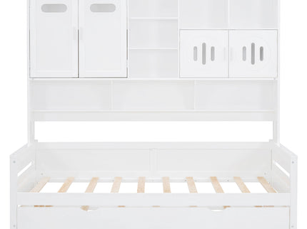 Daybed With All-In-One Cabinet And Shelf