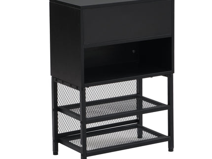 Platform Bed With 2 Tier Storage Shelves, Storage Cabinet