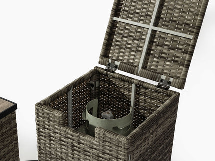 32" Propane Gas Fire Pit Table With Propane Tank Cover, 50000 Btu Rectangular Steel Fire Pit With Beautiful Wicker Base